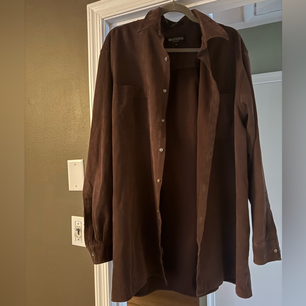 Brandini Brown suade Button-Up Shirt